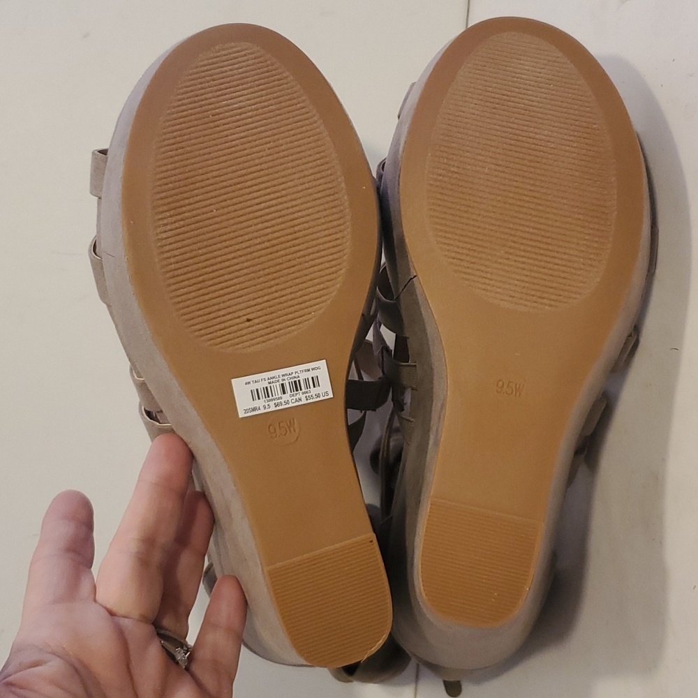 Torrid Taupe Faux Suede Ankle Wrap Wedge Sandal Size 9.5W NWT'S - Picture 10 of 12